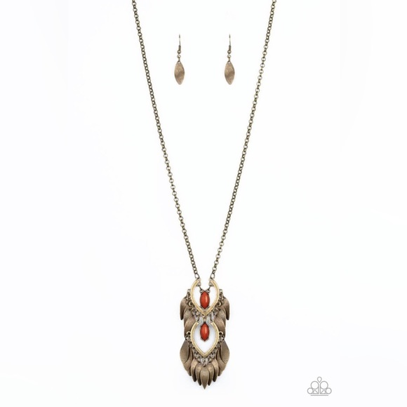 NWOT Summer Soul Brass Necklace w/ Earrings - Picture 2 of 6